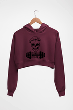 Load image into Gallery viewer, Gym Train Hard Crop HOODIE FOR WOMEN-Maroon-Ektarfa.online

