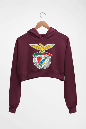 Benfica Crop HOODIE FOR WOMEN-Maroon-Ektarfa.online