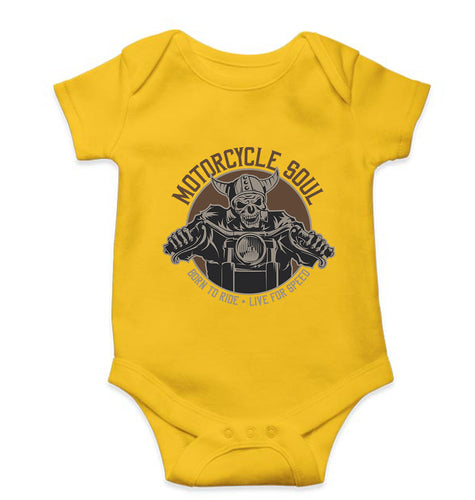 Motercycle Born To Ride Kids Romper For Baby Boy/Girl-0-5 Months(18 Inches)-Yellow-Ektarfa.online