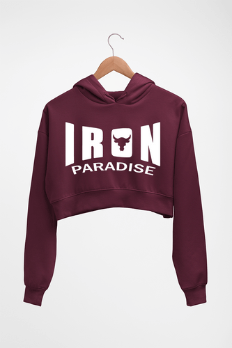 Iron Paradise Crop HOODIE FOR WOMEN-Maroon-Ektarfa.online