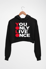 Load image into Gallery viewer, You Live Only Once(YOLO) Crop HOODIE FOR WOMEN-Black-Ektarfa.online
