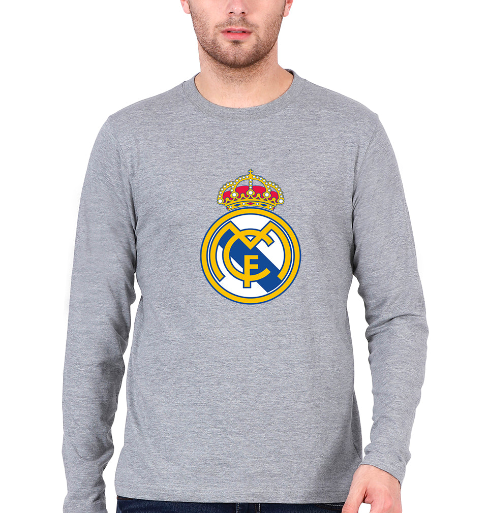 Real Madrid Full Sleeves T-Shirt for Men-Grey Melange-Ektarfa.online