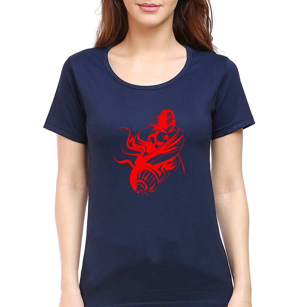 Hanuman Ji (God) T-Shirt for Women-Navy Blue-Ektarfa.online