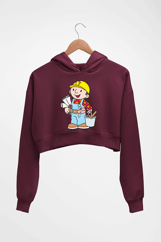 Bob the Builder Crop HOODIE FOR WOMEN-Maroon-Ektarfa.online