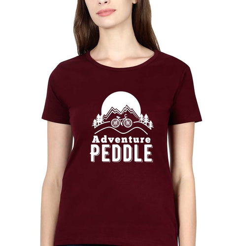 Cycling Adventure T-Shirt for Women-Maroon-Ektarfa.online