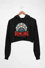 Load image into Gallery viewer, Bowling Champion Crop HOODIE FOR WOMEN-Black-Ektarfa.online
