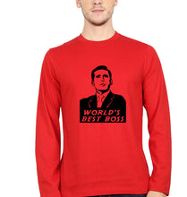 Load image into Gallery viewer, Michael Scott Best Boss Full Sleeves T-Shirt for Men-Red-Ektarfa.online
