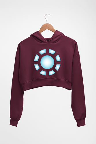 ARC REACTOR Iron Man Superhero Crop HOODIE FOR WOMEN-Maroon-Ektarfa.online