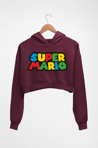 Super Mario Crop HOODIE FOR WOMEN-Maroon-Ektarfa.online