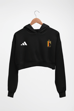 Load image into Gallery viewer, Belgium Football Crop HOODIE FOR WOMEN-Black-Ektarfa.online
