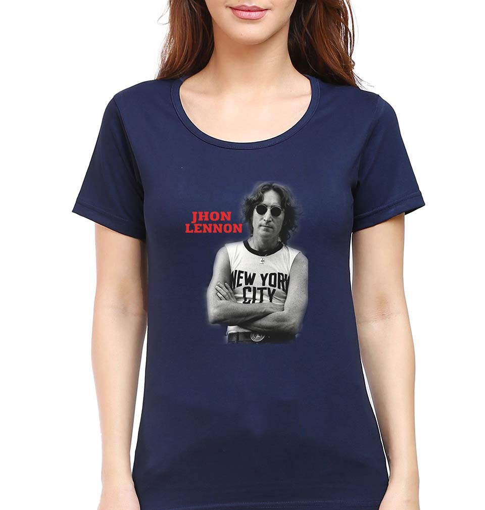 John Lennon T-Shirt for Women-Navy Blue-Ektarfa.online