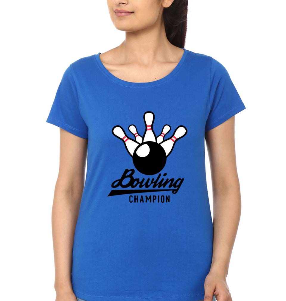 Bowling Champion T-Shirt for Women-Royal Blue-Ektarfa.online