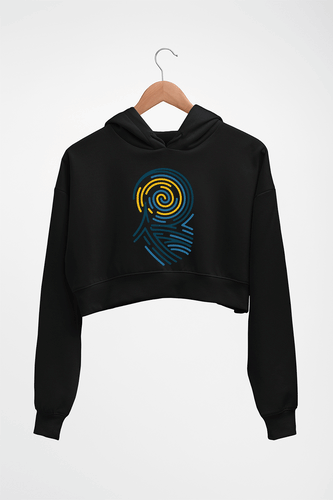 Vincent van Gogh Crop HOODIE FOR WOMEN-Black-Ektarfa.online