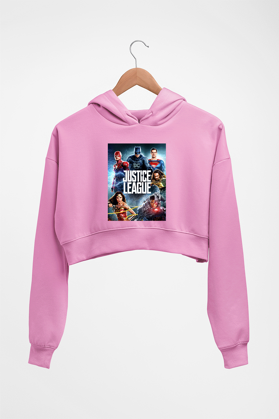 Justice League Crop HOODIE FOR WOMEN-Light Baby Pink-Ektarfa.online
