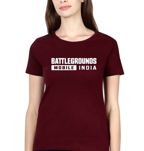 Battlegrounds Mobile India (BGMI) T-Shirt for Women-Maroon-Ektarfa.online