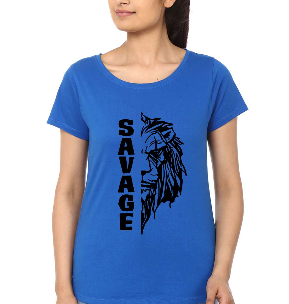 Savage Lion T-Shirt for Women-Royal Blue-Ektarfa.online