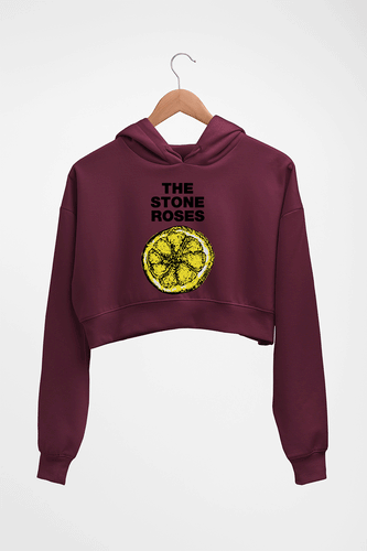 The Stone Roses Crop HOODIE FOR WOMEN-Maroon-Ektarfa.online