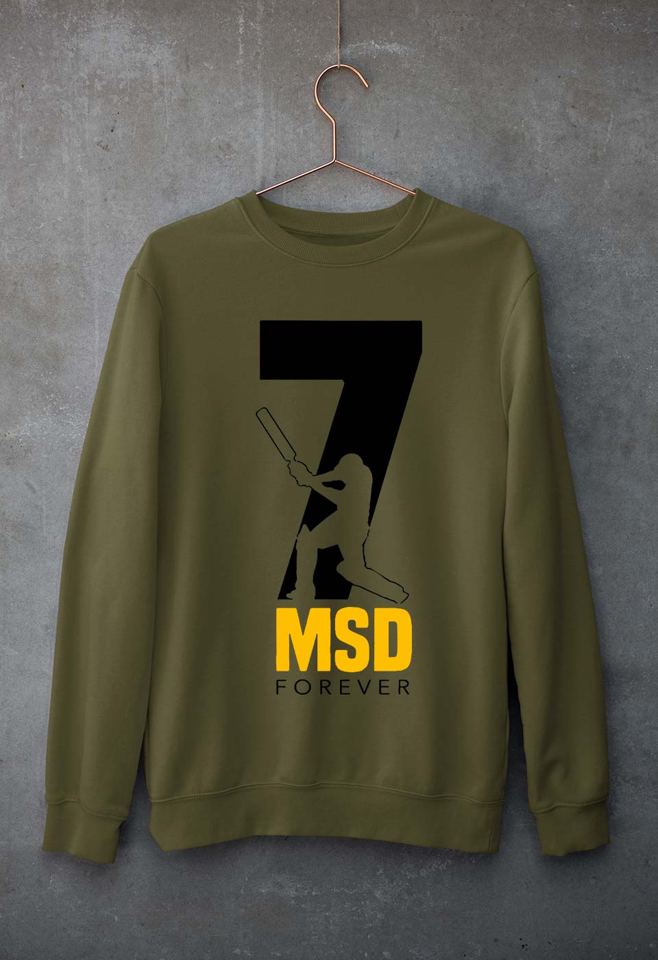 MS Dhoni (MSD) Unisex Sweatshirt for Men/Women-Olive Green-Ektarfa.online