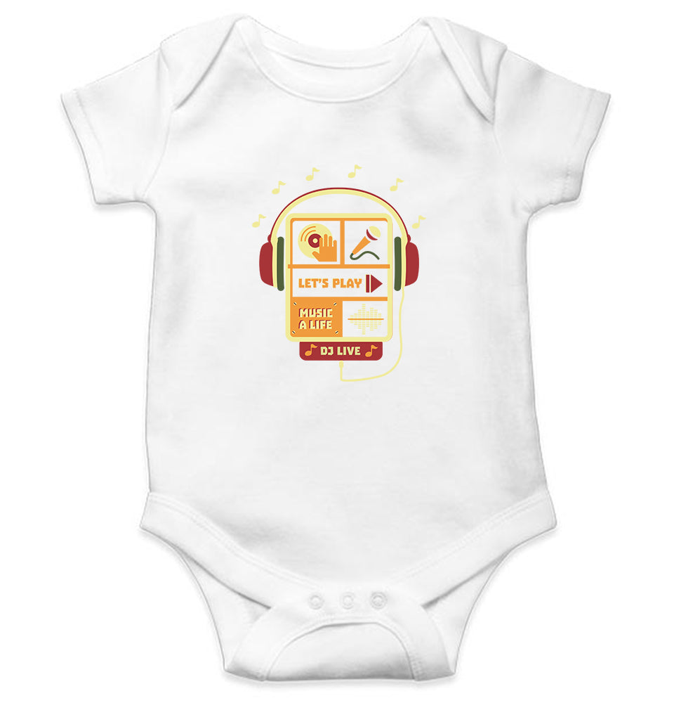 Let's Play Kids Romper For Baby Boy/Girl-0-5 Months(18 Inches)-White-Ektarfa.online