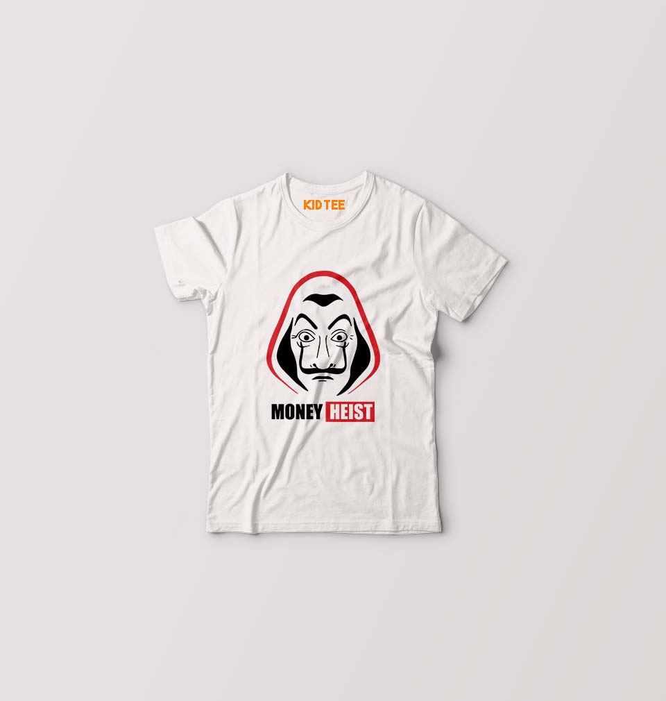 Money Heist Kids T-Shirt for Boy/Girl-White-Ektarfa.online