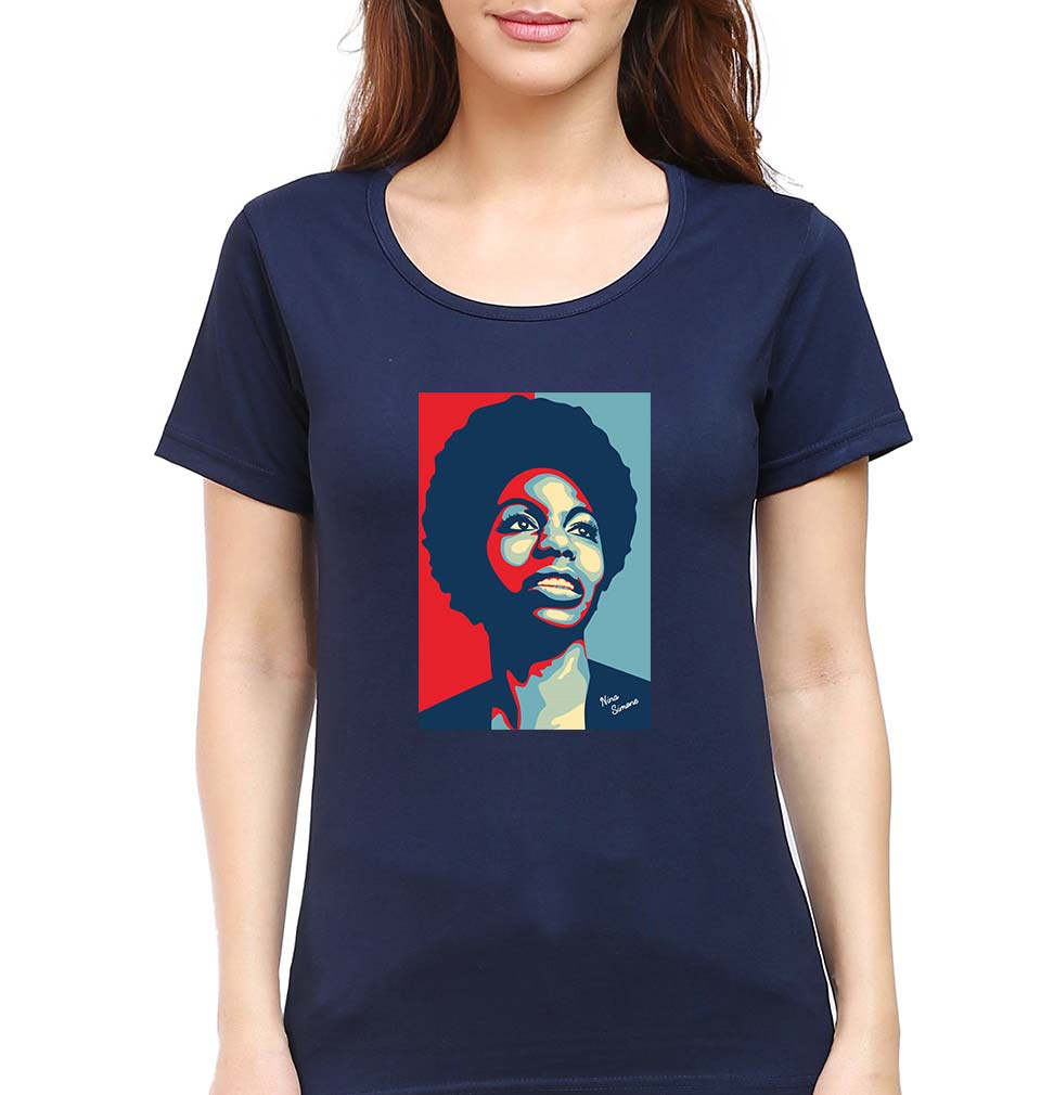 Nina Simone T-Shirt for Women-Navy Blue-Ektarfa.online