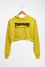 Load image into Gallery viewer, Thrasher Magazine Crop HOODIE FOR WOMEN-Mustard Yellow-Ektarfa.online
