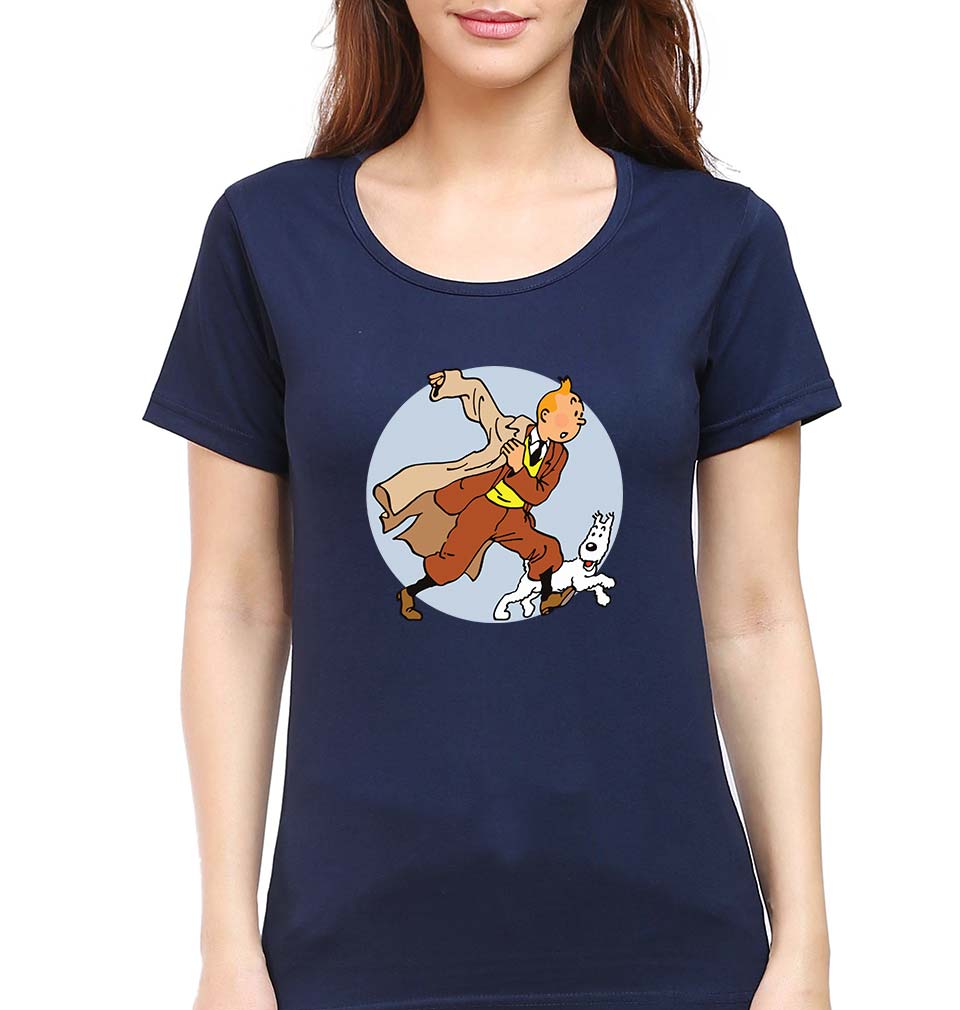Tintin T-Shirt for Women-Navy Blue-Ektarfa.online