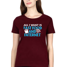Load image into Gallery viewer, Fast Food and Internet T-Shirt for Women-Maroon-Ektarfa.online
