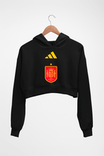 Load image into Gallery viewer, Spain Football Crop HOODIE FOR WOMEN-Black-Ektarfa.online
