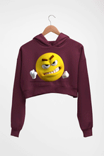Load image into Gallery viewer, Angry Emoji Crop HOODIE FOR WOMEN-Black-Ektarfa.online
