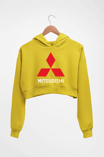 Mitsubishi Crop HOODIE FOR WOMEN-Mustard Yellow-Ektarfa.online