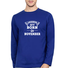 Load image into Gallery viewer, Legends are Born in November Full Sleeves T-Shirt for Men-Royal Blue-Ektarfa.online
