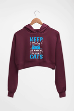 Load image into Gallery viewer, Cat Crop HOODIE FOR WOMEN-Maroon-Ektarfa.online
