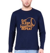 Load image into Gallery viewer, Baseball Full Sleeves T-Shirt for Men-Navy Blue-Ektarfa.online
