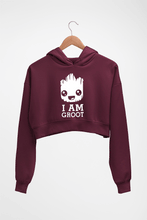 Load image into Gallery viewer, Groot Crop HOODIE FOR WOMEN-Maroon-Ektarfa.online
