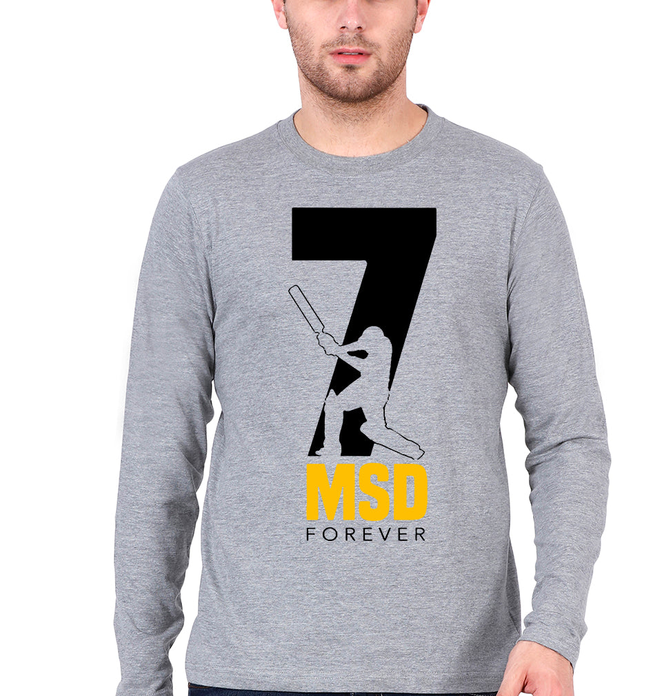 MS Dhoni (MSD) Full Sleeves T-Shirt for Men-Grey Melange-Ektarfa.online