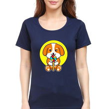 Load image into Gallery viewer, Puppy T-Shirt for Women-Navy Blue-Ektarfa.online

