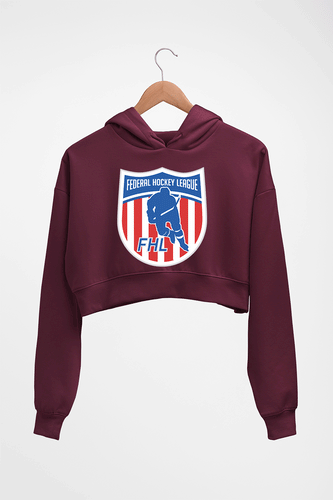 Federal Hockey League Crop HOODIE FOR WOMEN-Maroon-Ektarfa.online