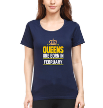 Load image into Gallery viewer, Queens Are Born In February T-Shirt for Women-Navy Blue-Ektarfa.online
