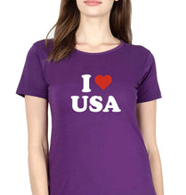 Load image into Gallery viewer, I Love USA T-Shirt for Women-Purple-Ektarfa.online
