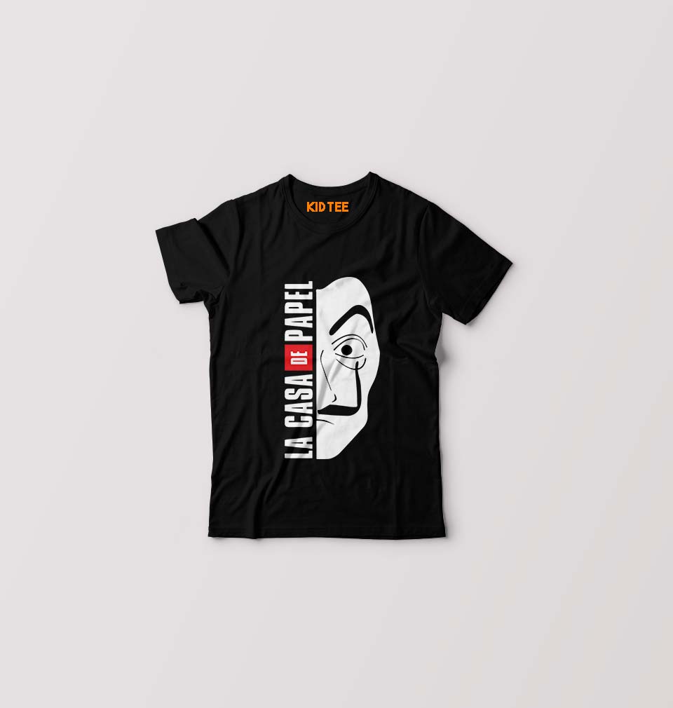 Money Heist Kids T-Shirt for Boy/Girl-Black-Ektarfa.online