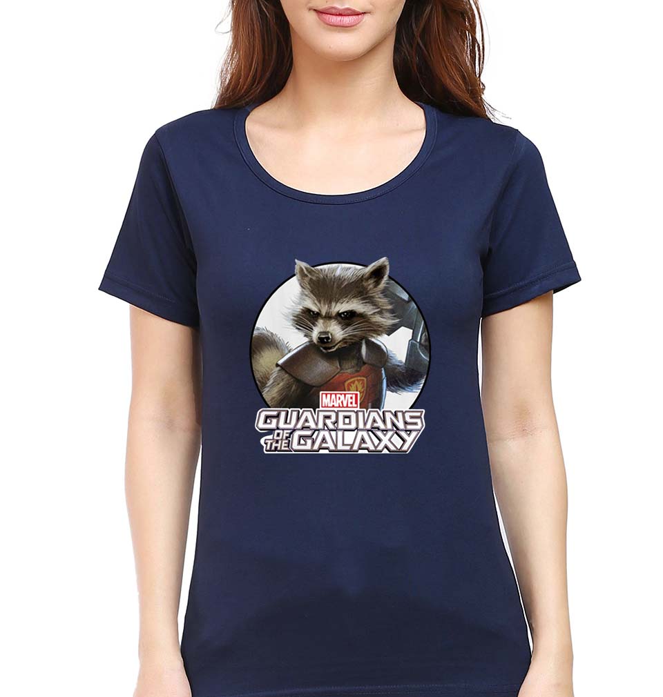 Rocket Raccoon T-Shirt for Women-Navy Blue-Ektarfa.online