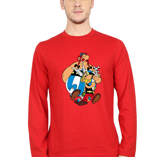 Asterix Full Sleeves T-Shirt for Men-Red-Ektarfa.online