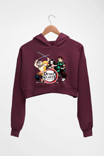 Load image into Gallery viewer, Demon Slayer Crop HOODIE FOR WOMEN-Maroon-Ektarfa.online
