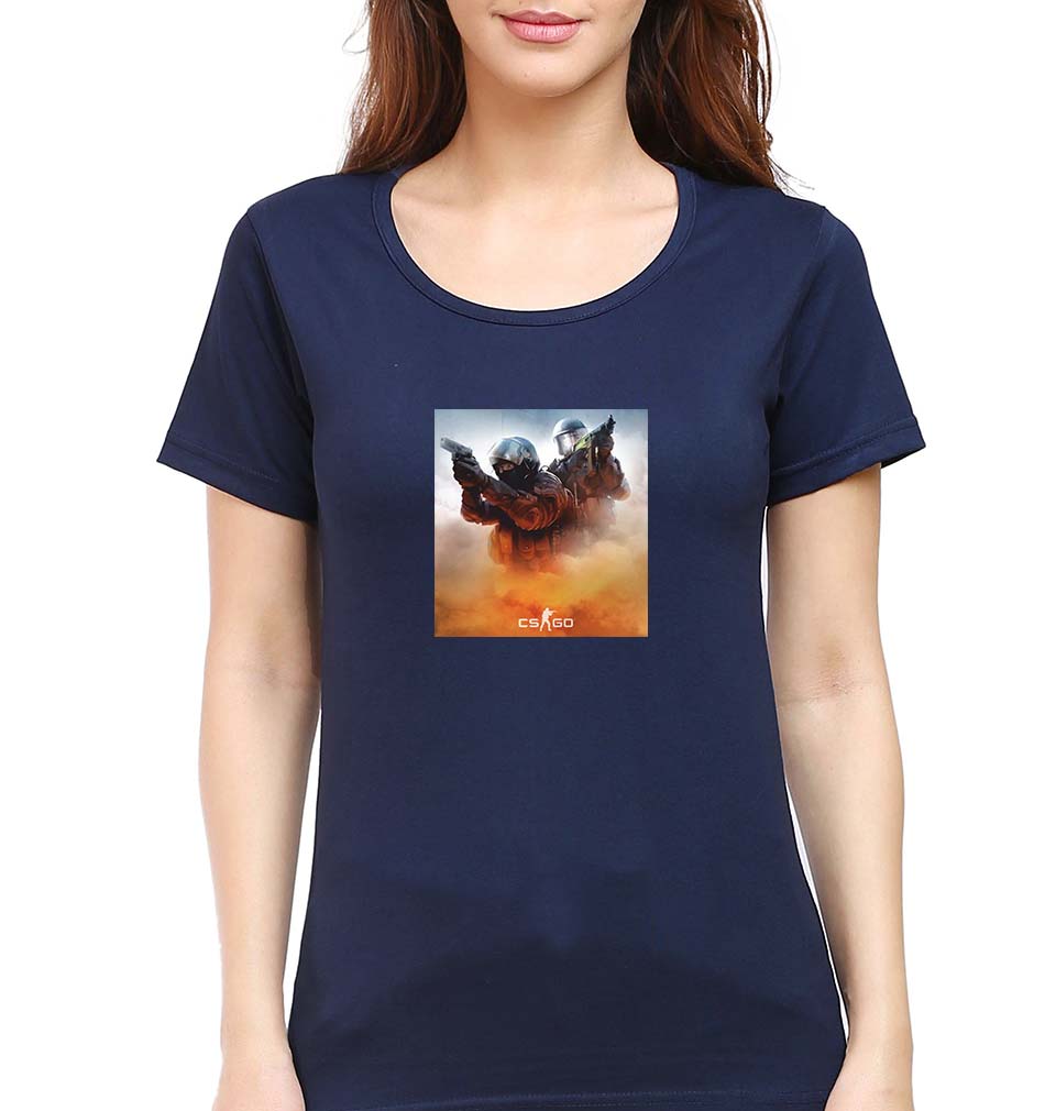 Counter-Strike Global Offensive (CS GO) T-Shirt for Women-Navy Blue-Ektarfa.online