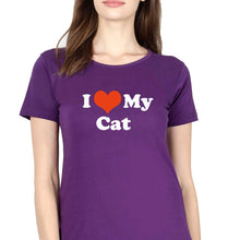 Load image into Gallery viewer, I Love My Cat T-Shirt for Women-Purple-Ektarfa.online
