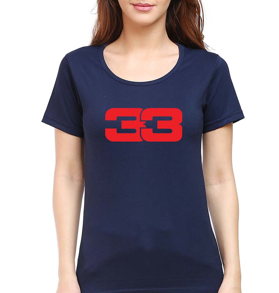 Max Verstappen T-Shirt for Women-XS(32 Inches)-Navy Blue-Ektarfa.online