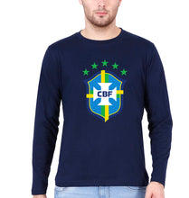 Load image into Gallery viewer, Brazil Football Full Sleeves T-Shirt for Men-Navy Blue-Ektarfa.online
