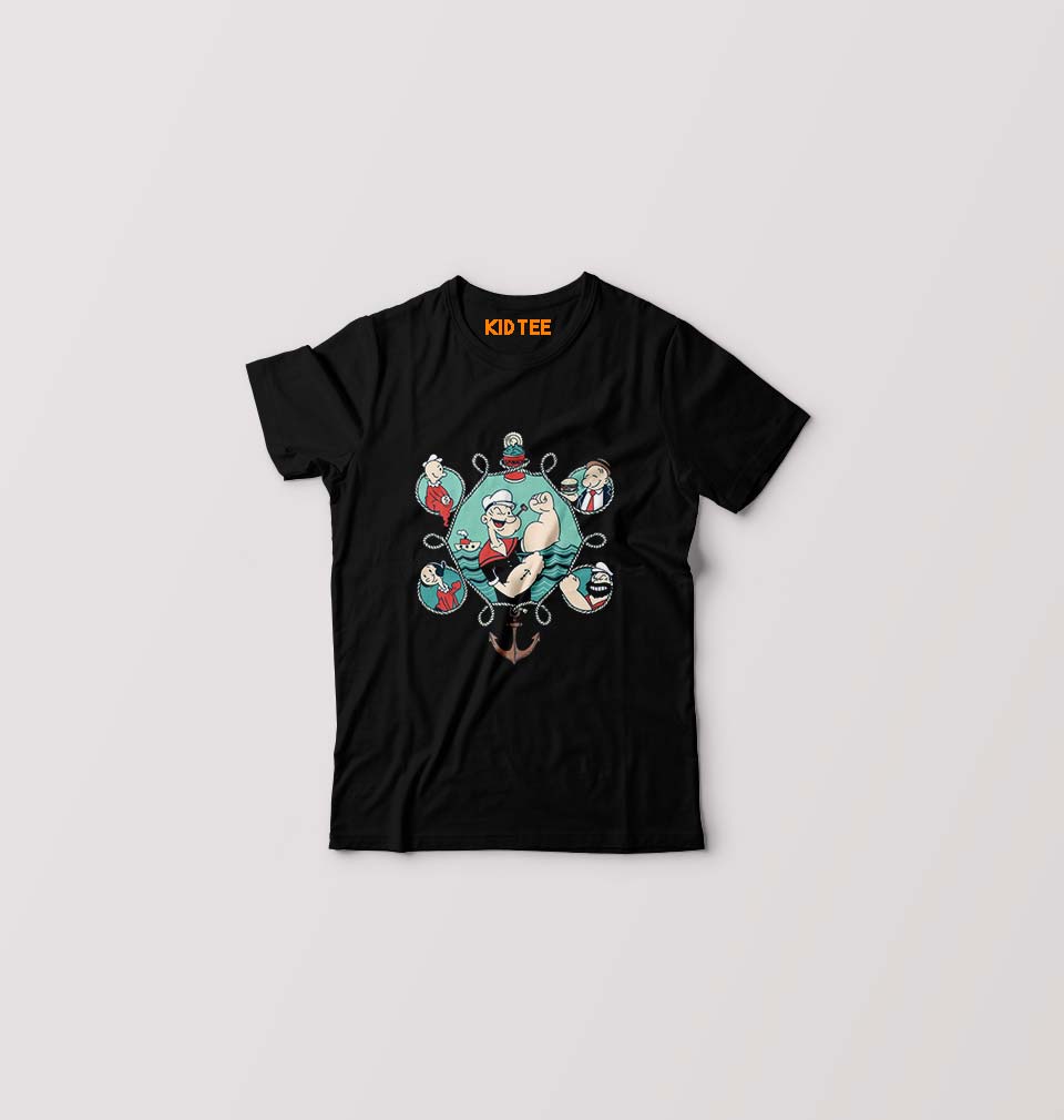 Popeye Kids T-Shirt for Boy/Girl-Black-Ektarfa.online