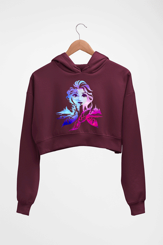 Frozen Elsa Crop HOODIE FOR WOMEN-Maroon-Ektarfa.online